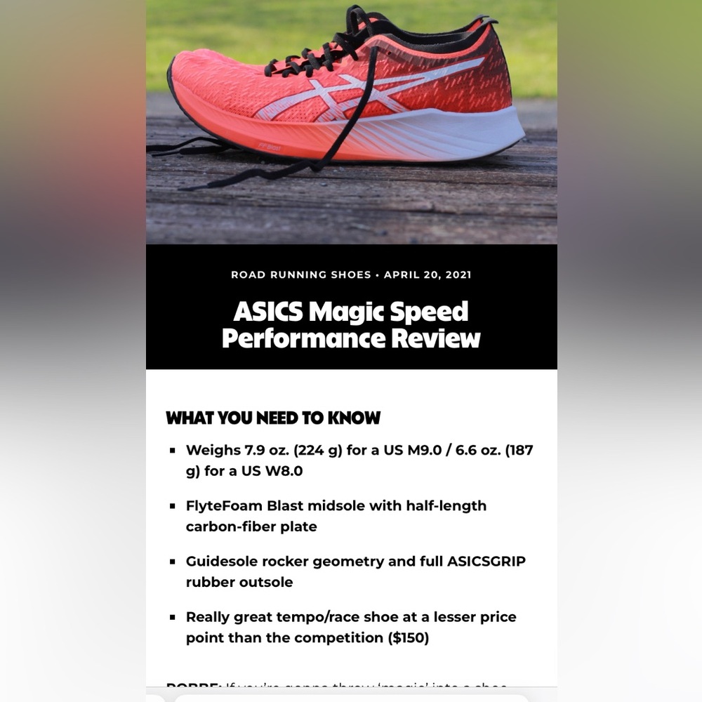 New Asics FF Blast Magic Speed runninhg shoe./Super light great speed work shoe